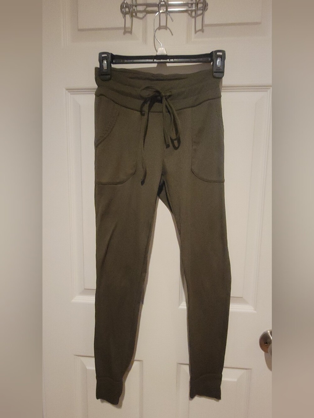 Women's Sm Ultra Flirt Olive Green Ribbed Drawstring Joggers